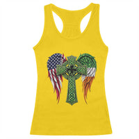 USA Flag Celtic Cross Irish American Racerback Tank Top St Patricks Day Gift