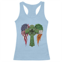 USA Flag Celtic Cross Irish American Racerback Tank Top St Patricks Day Gift