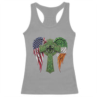 USA Flag Celtic Cross Irish American Racerback Tank Top St Patricks Day Gift