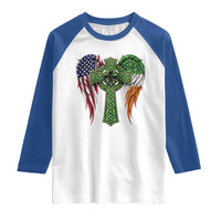 USA Flag Celtic Cross Irish American Raglan Shirt St Patricks Day Gift