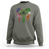 USA Flag Celtic Cross Irish American Sweatshirt St Patricks Day Gift