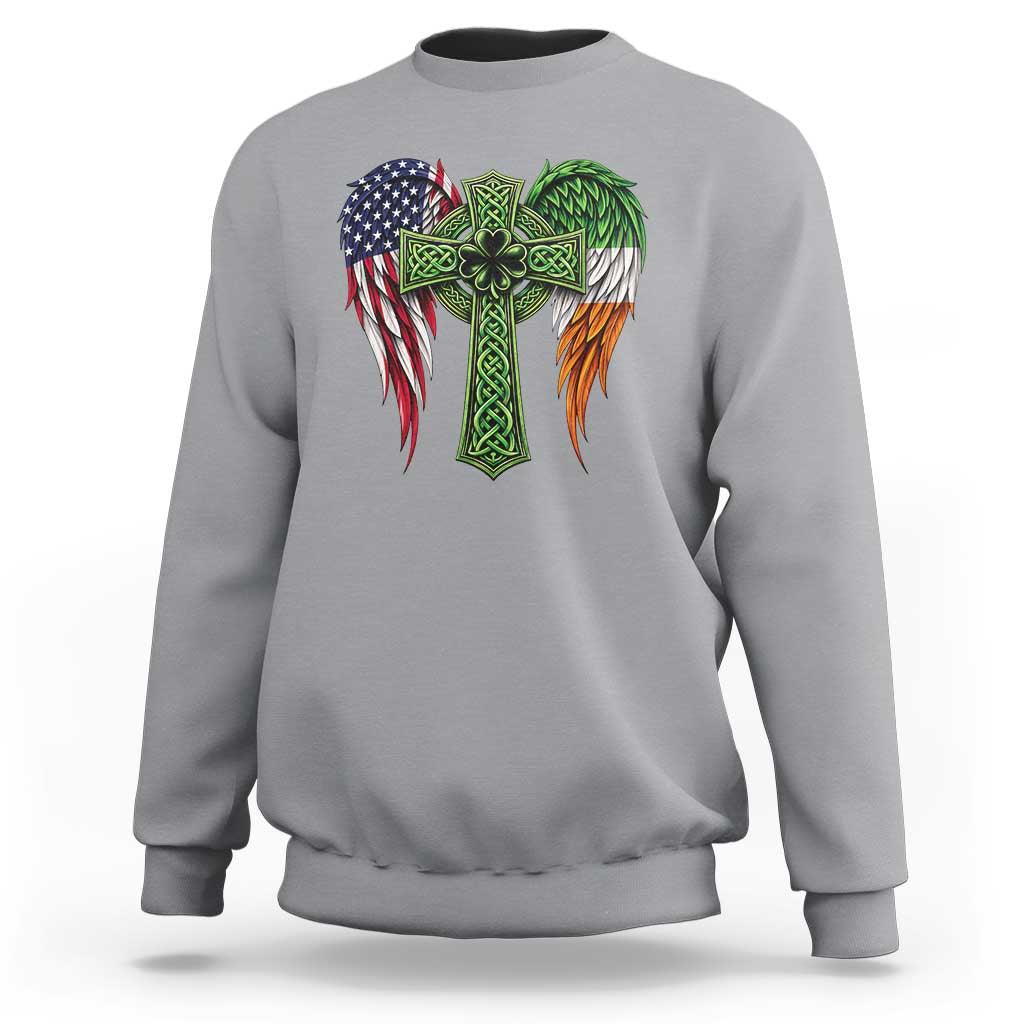 USA Flag Celtic Cross Irish American Sweatshirt St Patricks Day Gift