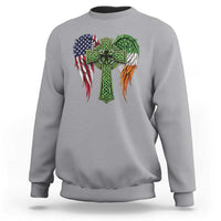 USA Flag Celtic Cross Irish American Sweatshirt St Patricks Day Gift
