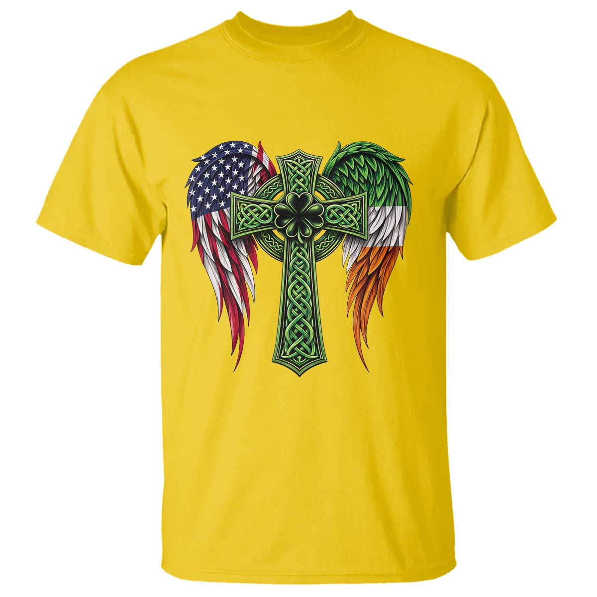 USA Flag Celtic Cross Irish American T Shirt St Patricks Day Gift