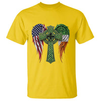 USA Flag Celtic Cross Irish American T Shirt St Patricks Day Gift