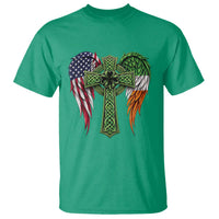 USA Flag Celtic Cross Irish American T Shirt St Patricks Day Gift