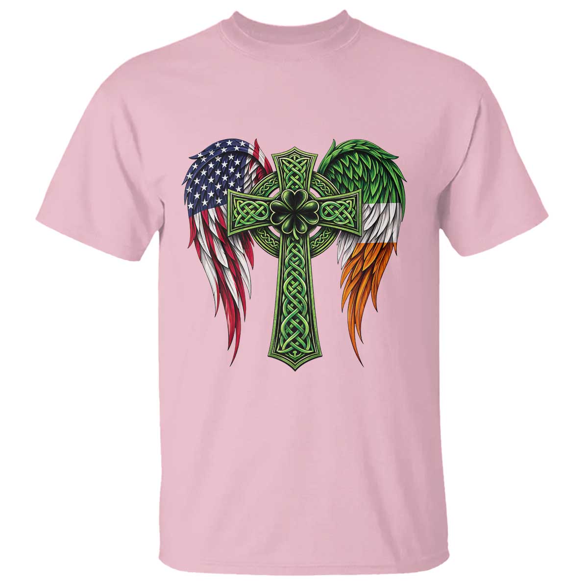USA Flag Celtic Cross Irish American T Shirt St Patricks Day Gift