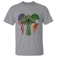USA Flag Celtic Cross Irish American T Shirt St Patricks Day Gift