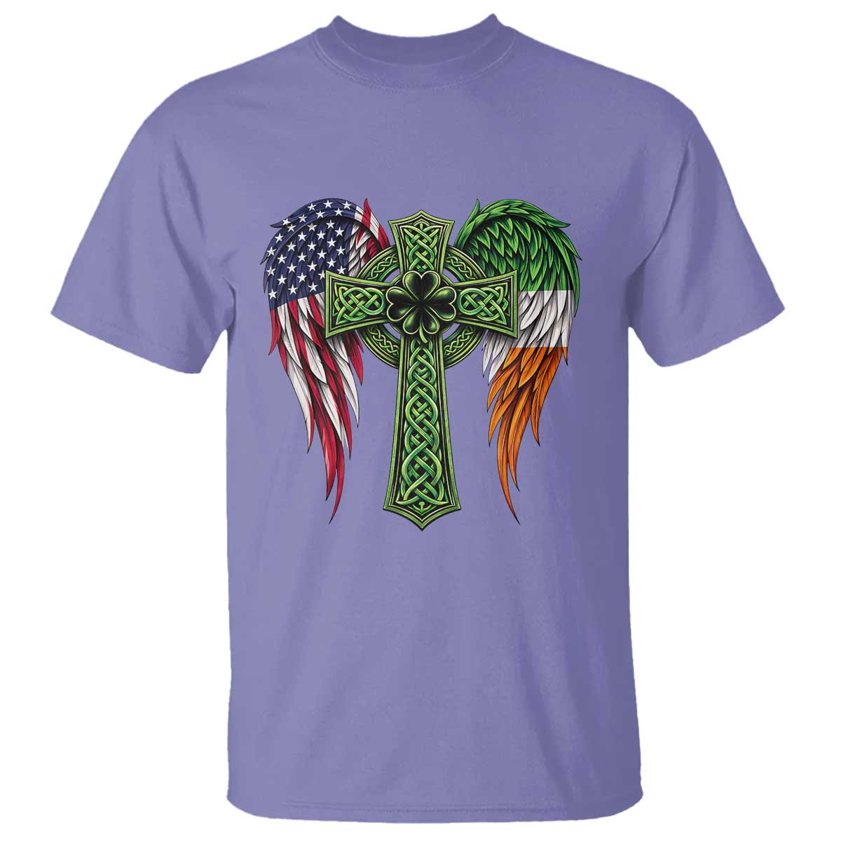 USA Flag Celtic Cross Irish American T Shirt St Patricks Day Gift
