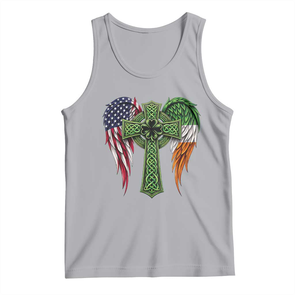 USA Flag Celtic Cross Irish American Tank Top St Patricks Day Gift