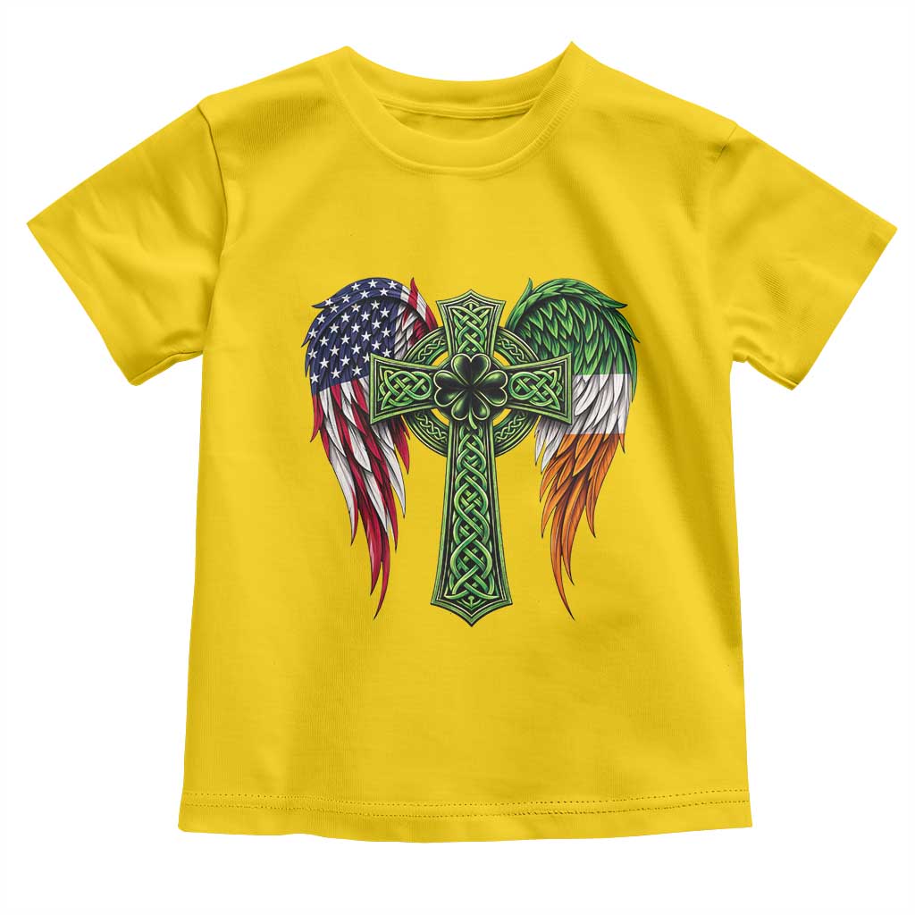 USA Flag Celtic Cross Irish American Toddler T Shirt St Patricks Day Gift