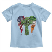 USA Flag Celtic Cross Irish American Toddler T Shirt St Patricks Day Gift