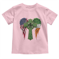 USA Flag Celtic Cross Irish American Toddler T Shirt St Patricks Day Gift