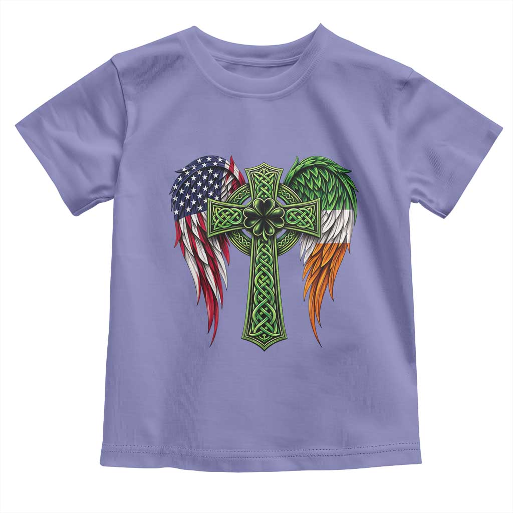 USA Flag Celtic Cross Irish American Toddler T Shirt St Patricks Day Gift