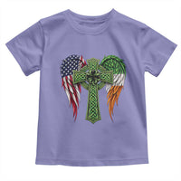 USA Flag Celtic Cross Irish American Toddler T Shirt St Patricks Day Gift
