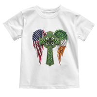 USA Flag Celtic Cross Irish American Toddler T Shirt St Patricks Day Gift