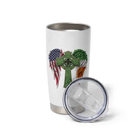 USA Flag Celtic Cross Irish American Tumbler Cup St Patricks Day Gift