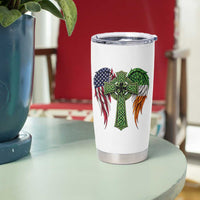 USA Flag Celtic Cross Irish American Tumbler Cup St Patricks Day Gift