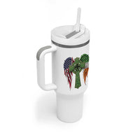 USA Flag Celtic Cross Irish American Tumbler With Handle St Patricks Day Gift