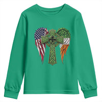 USA Flag Celtic Cross Irish American Youth Sweatshirt St Patricks Day Gift