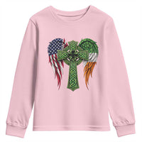 USA Flag Celtic Cross Irish American Youth Sweatshirt St Patricks Day Gift