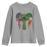 USA Flag Celtic Cross Irish American Youth Sweatshirt St Patricks Day Gift