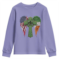 USA Flag Celtic Cross Irish American Youth Sweatshirt St Patricks Day Gift