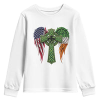 USA Flag Celtic Cross Irish American Youth Sweatshirt St Patricks Day Gift