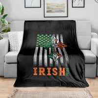 Irish American Pride Celtic Cross USA Flag Throw Blanket St Patricks Day Gift