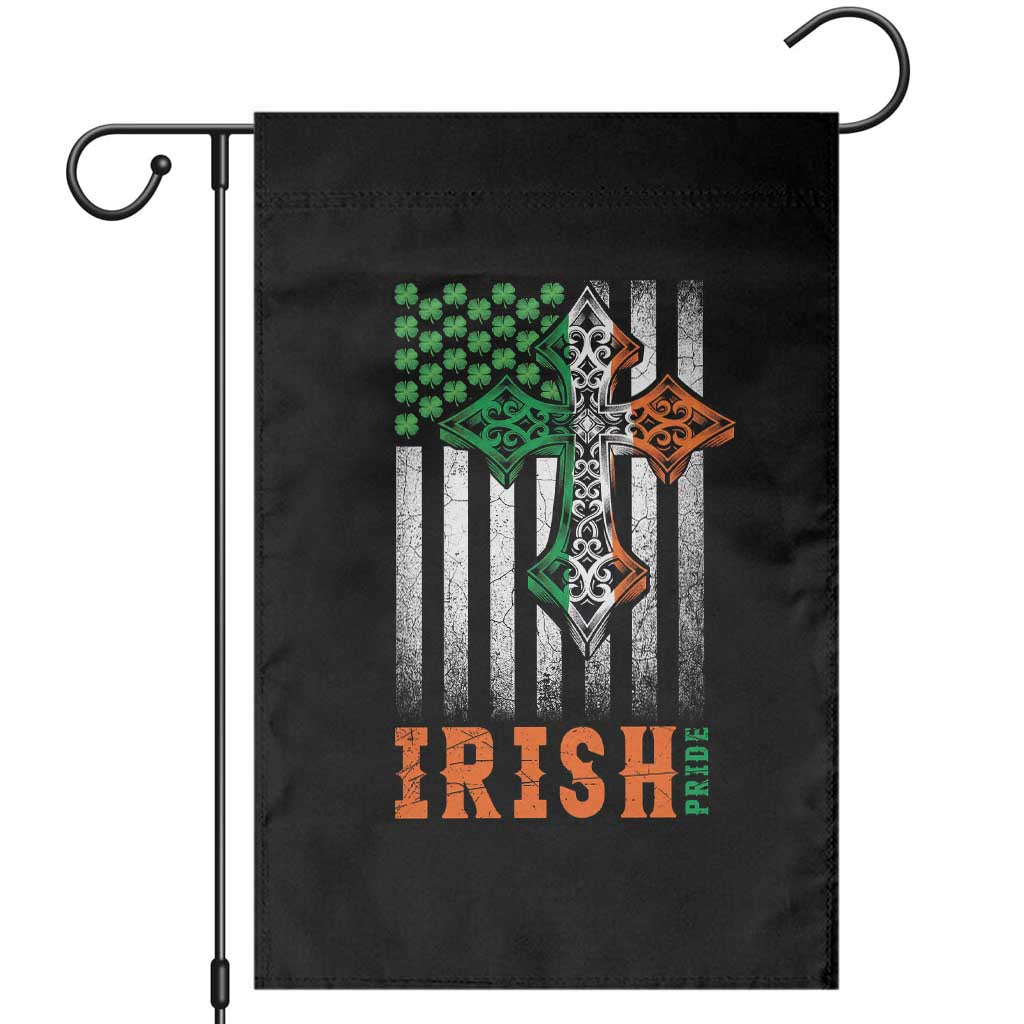 Irish American Pride Celtic Cross USA Flag Garden Flag St Patricks Day Gift