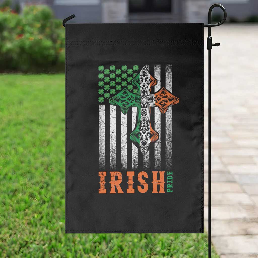 Irish American Pride Celtic Cross USA Flag Garden Flag St Patricks Day Gift