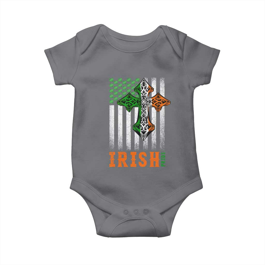 Irish American Pride Celtic Cross USA Flag Baby Onesie St Patricks Day Gift