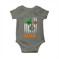 Irish American Pride Celtic Cross USA Flag Baby Onesie St Patricks Day Gift