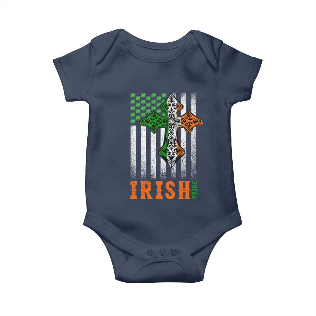 Irish American Pride Celtic Cross USA Flag Baby Onesie St Patricks Day Gift