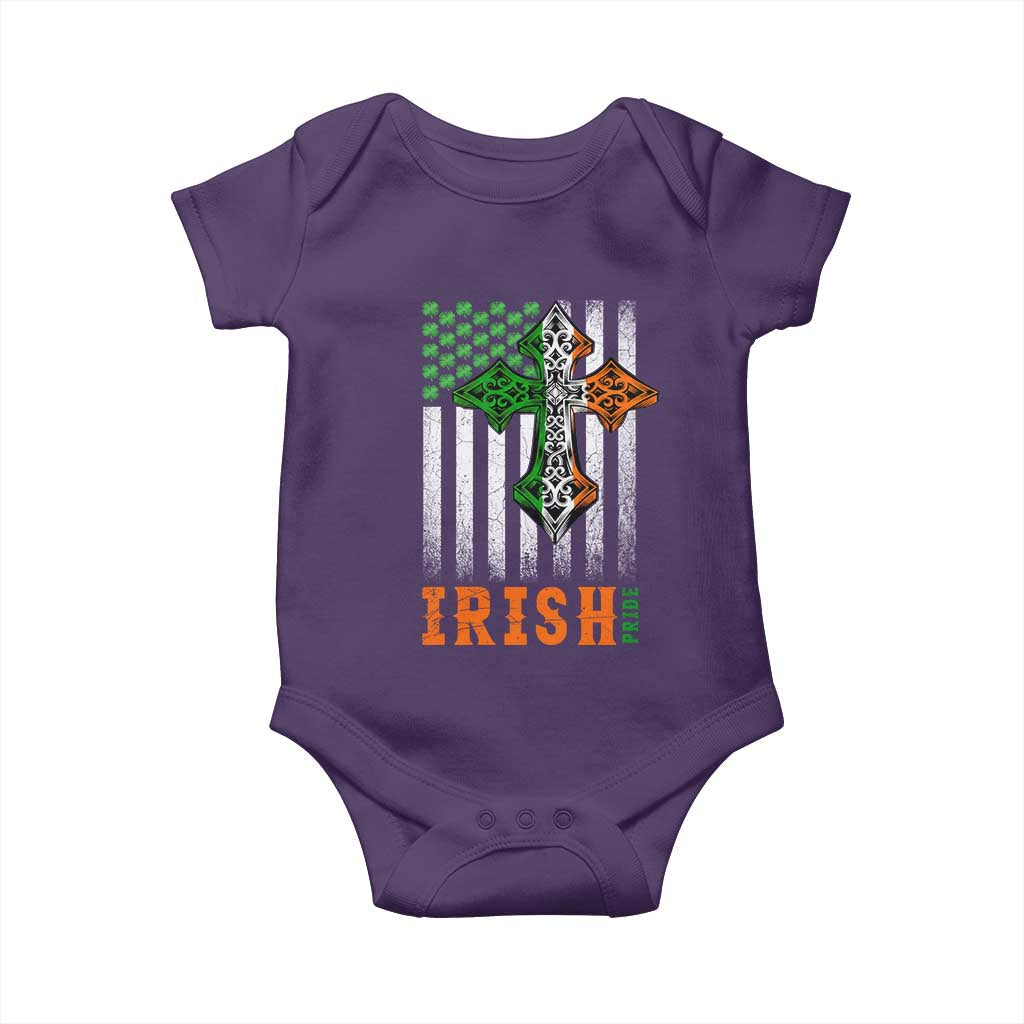 Irish American Pride Celtic Cross USA Flag Baby Onesie St Patricks Day Gift