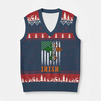 Irish American Pride Celtic Cross USA Flag V-Neck Knit Sweater Vest St Patricks Day Gift