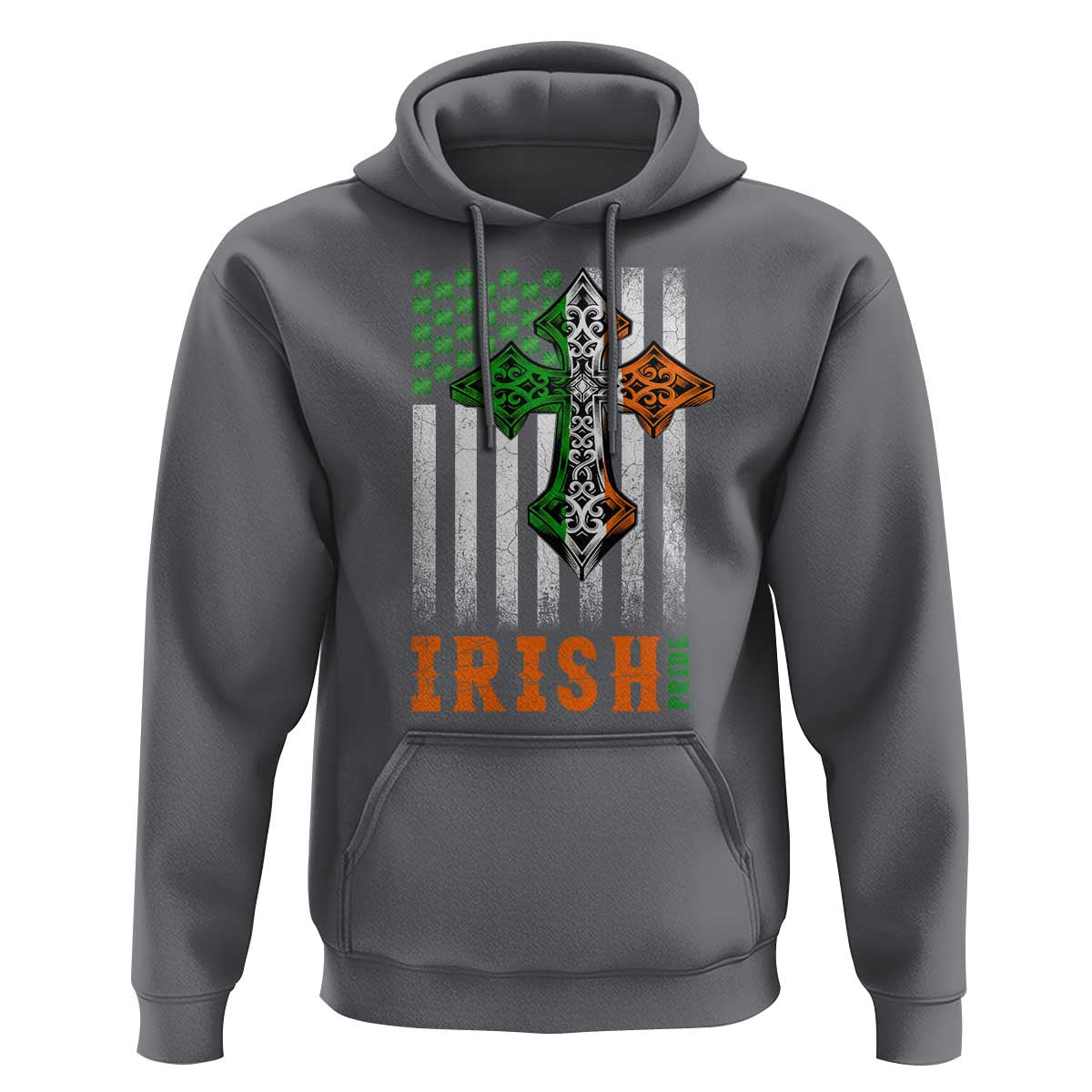 Irish American Pride Celtic Cross USA Flag Hoodie St Patricks Day Gift