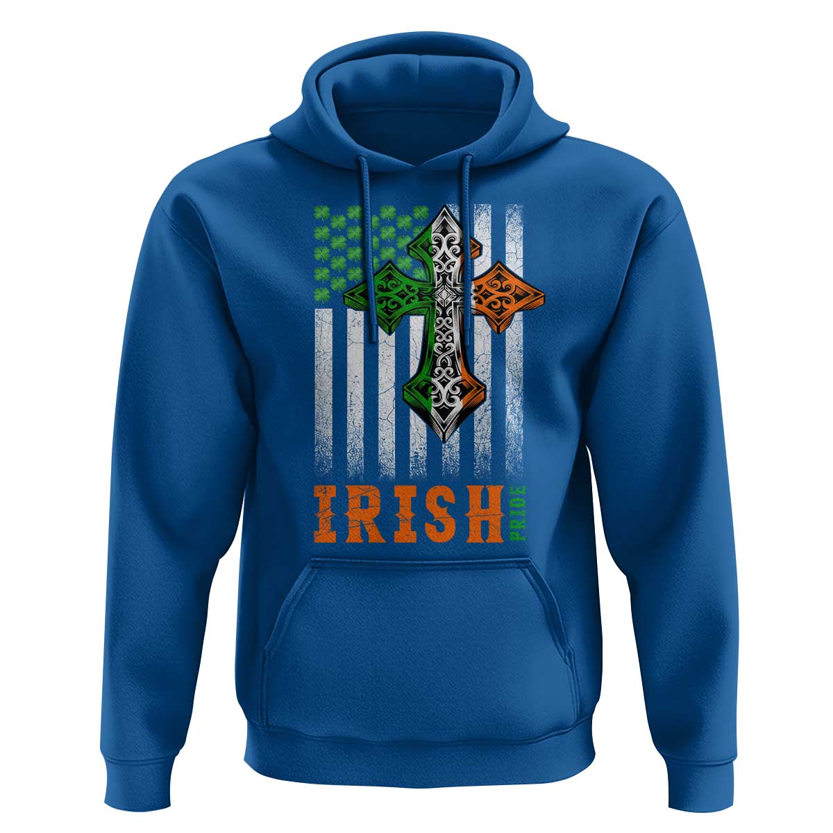Irish American Pride Celtic Cross USA Flag Hoodie St Patricks Day Gift