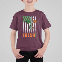 Irish American Pride Celtic Cross USA Flag T Shirt For Kid St Patricks Day Gift