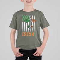 Irish American Pride Celtic Cross USA Flag T Shirt For Kid St Patricks Day Gift