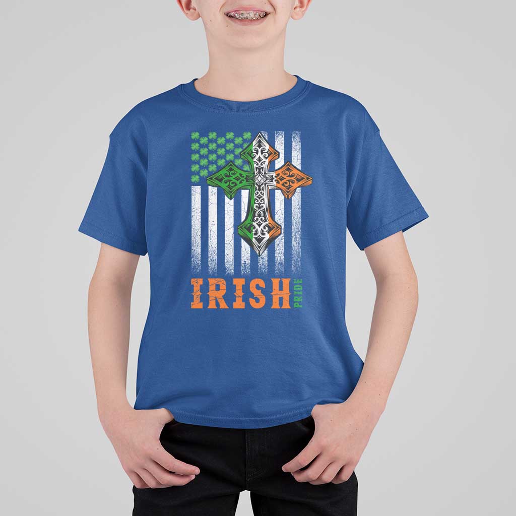 Irish American Pride Celtic Cross USA Flag T Shirt For Kid St Patricks Day Gift