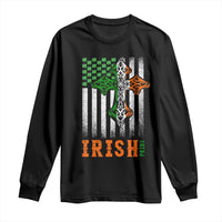 Irish American Pride Celtic Cross USA Flag Long Sleeve Shirt St Patricks Day Gift