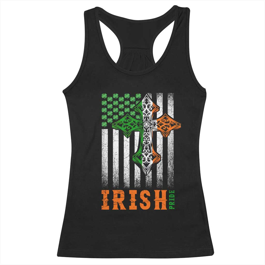Irish American Pride Celtic Cross USA Flag Racerback Tank Top St Patricks Day Gift