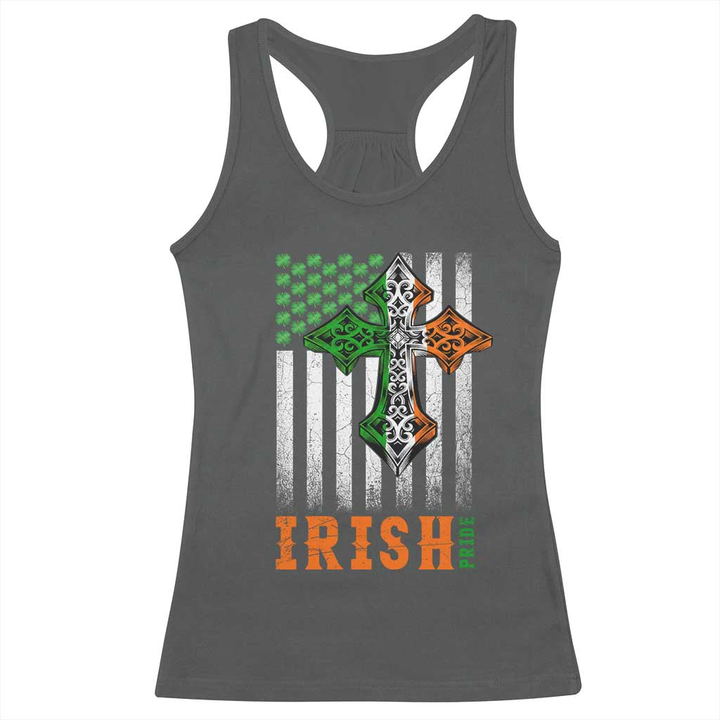 Irish American Pride Celtic Cross USA Flag Racerback Tank Top St Patricks Day Gift