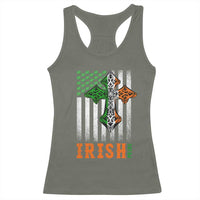 Irish American Pride Celtic Cross USA Flag Racerback Tank Top St Patricks Day Gift