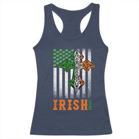 Irish American Pride Celtic Cross USA Flag Racerback Tank Top St Patricks Day Gift