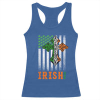 Irish American Pride Celtic Cross USA Flag Racerback Tank Top St Patricks Day Gift