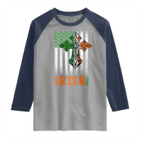 Irish American Pride Celtic Cross USA Flag Raglan Shirt St Patricks Day Gift