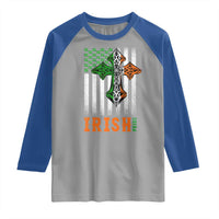 Irish American Pride Celtic Cross USA Flag Raglan Shirt St Patricks Day Gift