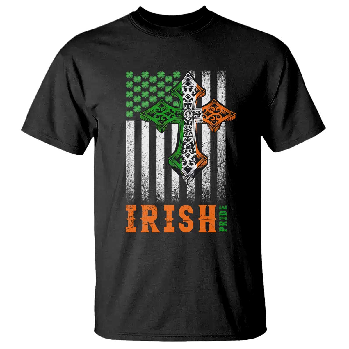 Irish American Pride Celtic Cross USA Flag T Shirt St Patricks Day Gift